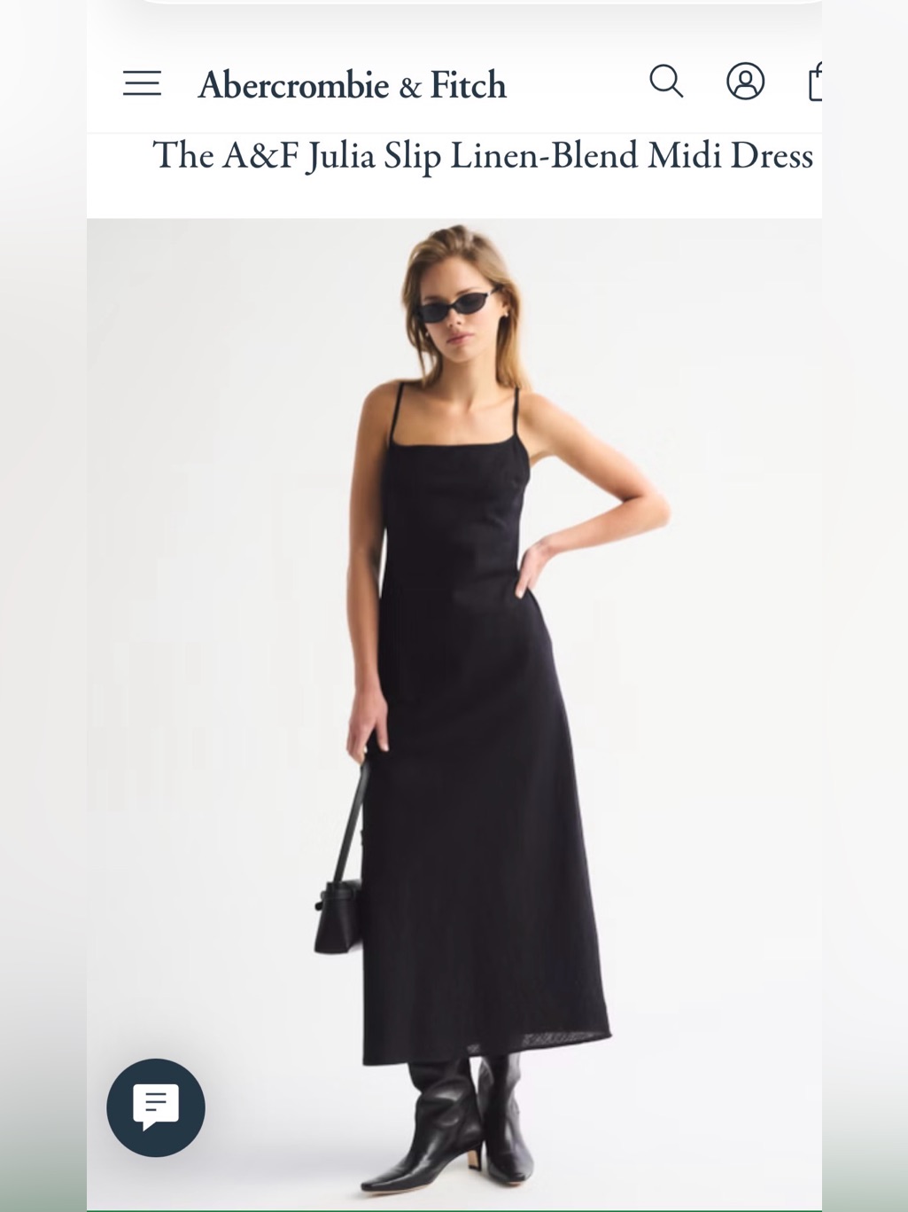 Abercrombie & Fitch Julia Slip Linen-Blend Midi Dress Black